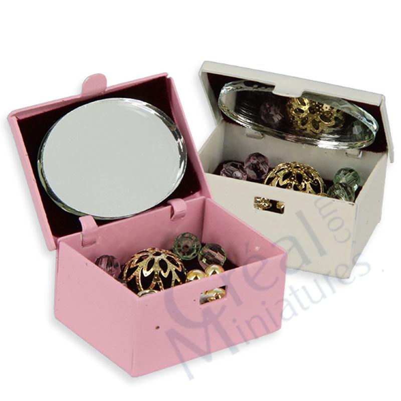 Boîte à bijoux en métal rose ou blanche
