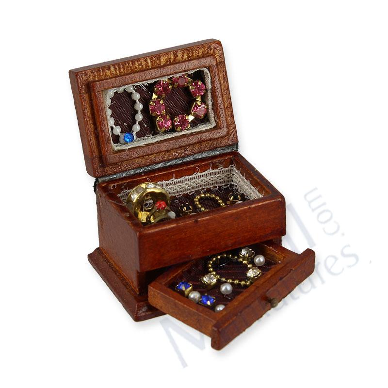 Boîte à bijoux bois garnie, tiroir