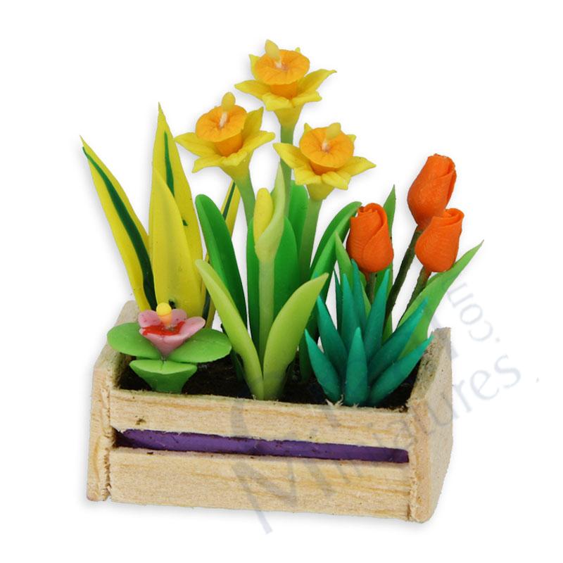 Mixed flowers in planter