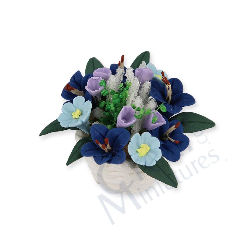 Flower pot blue/white