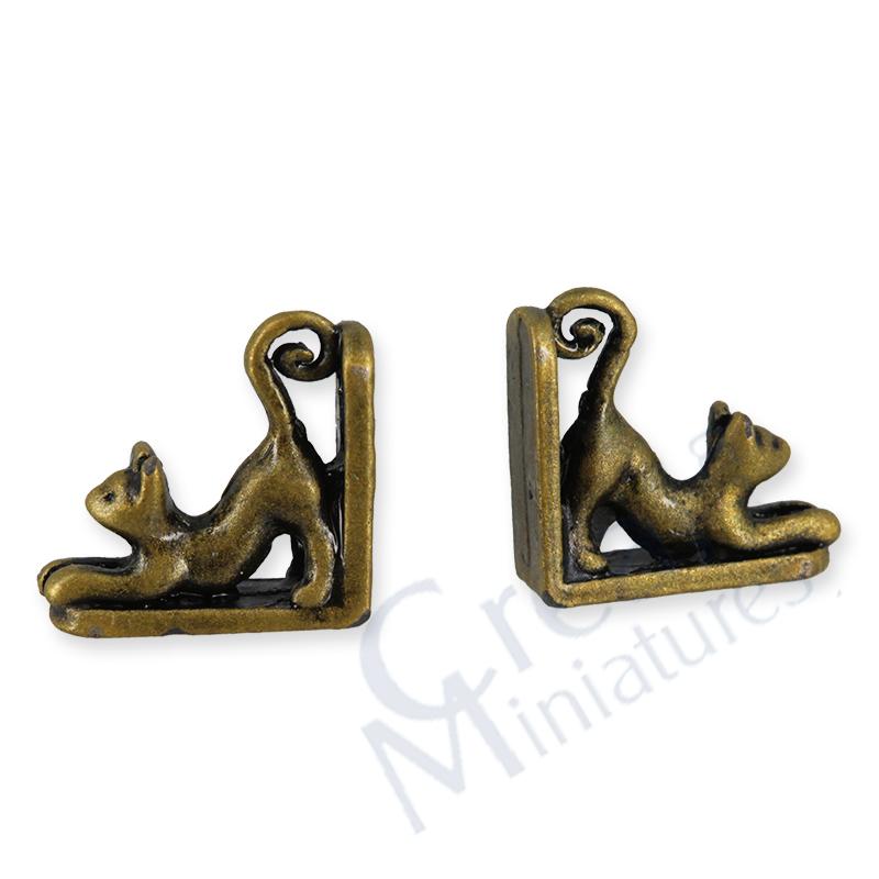 2 Buchstuetzen katze antik