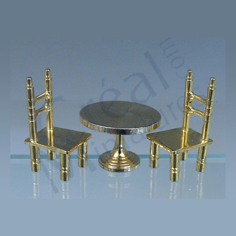 2 chairs+table brass