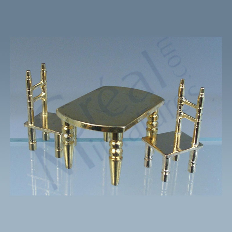 4 chairs+table brass