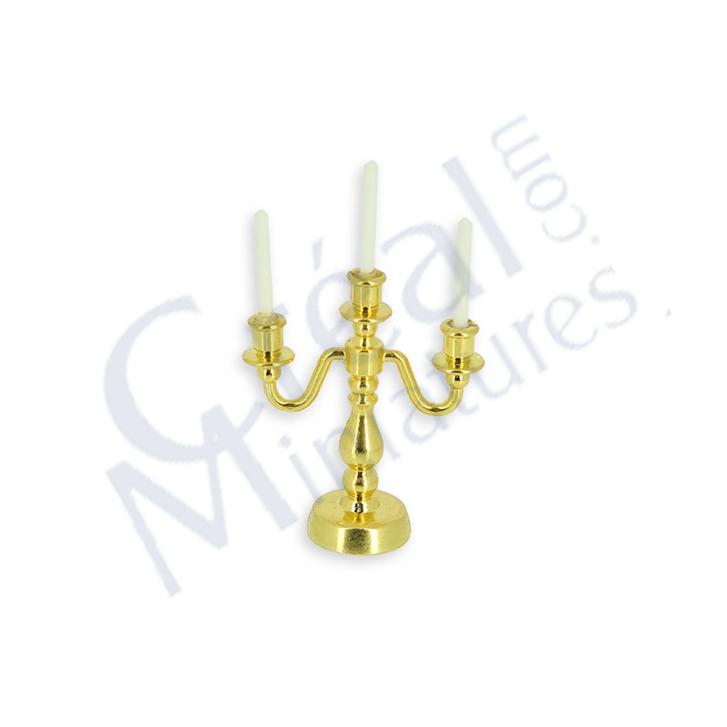Brass candelabra red+white