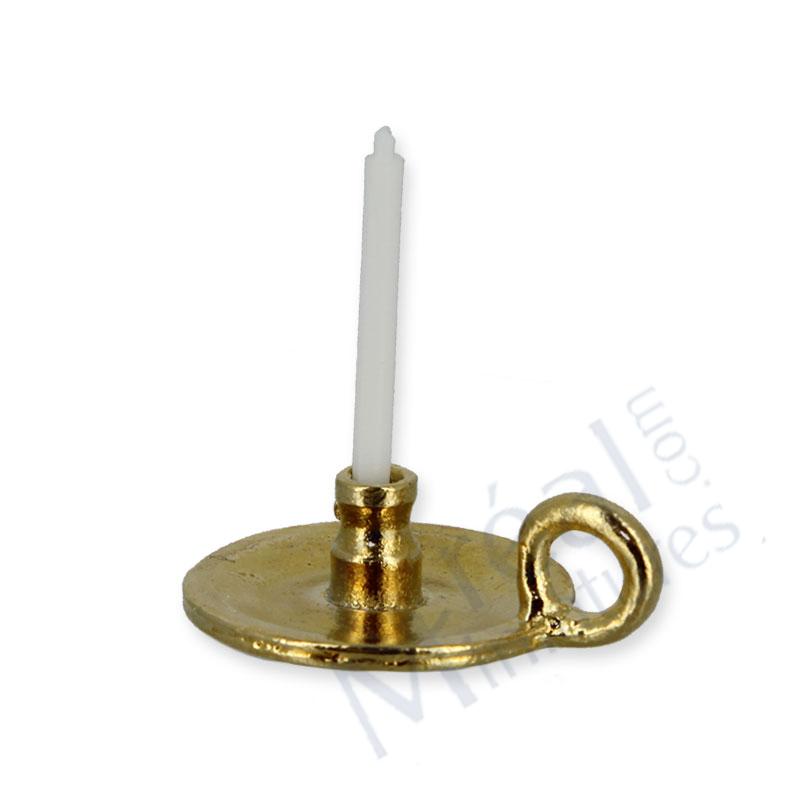 Brass candle holder w/candle