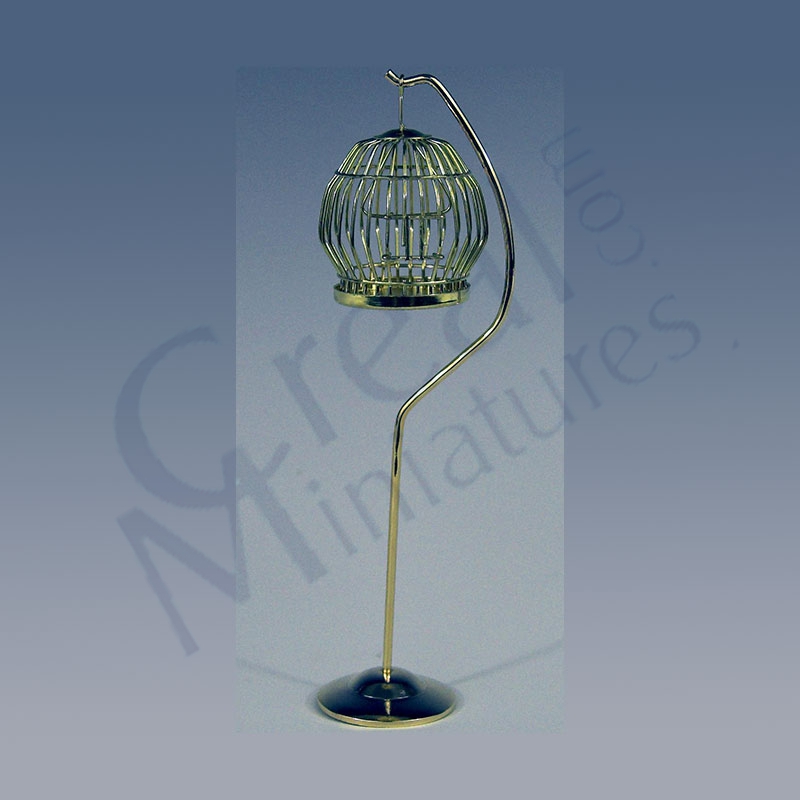 Brass bird cage with stand