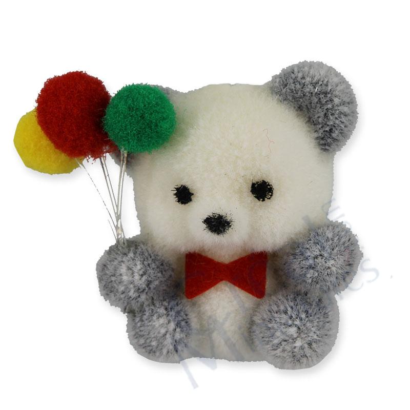 Ours peluche blanc/gris av.3 ballons