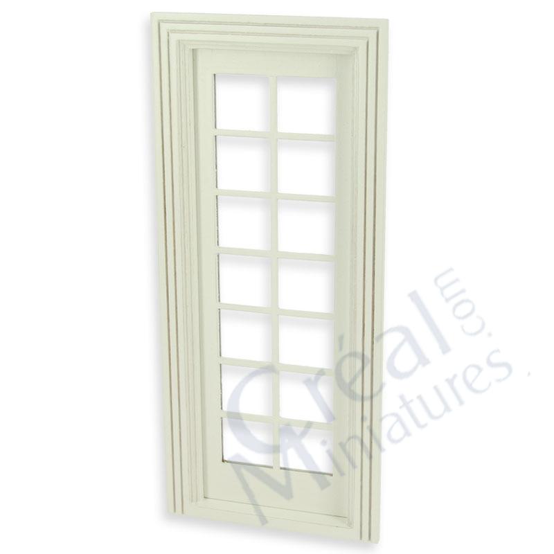 Single french door w/mullions, white