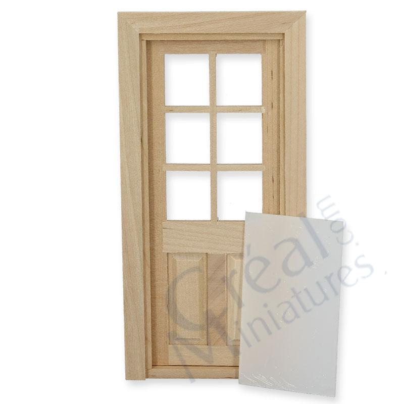 Porte moitié vitrée, non verni