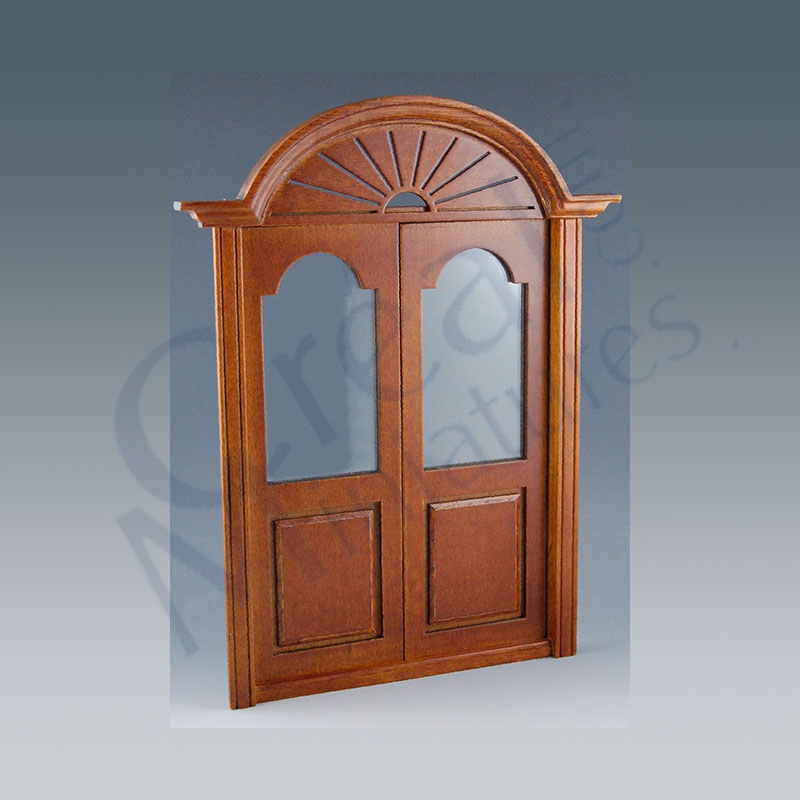 Double-door w/glass walnut