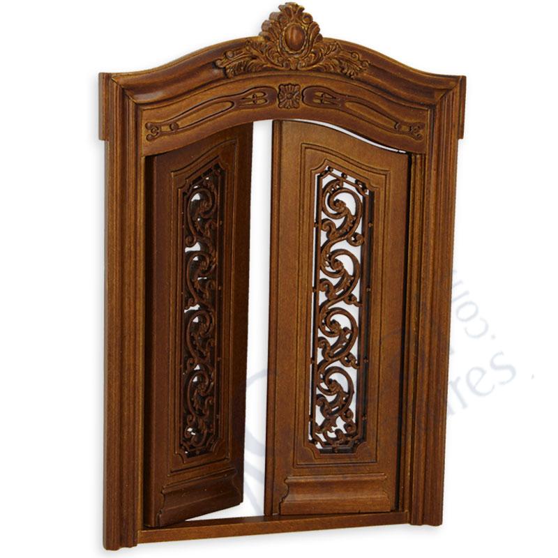 Double-door w/glass walnut