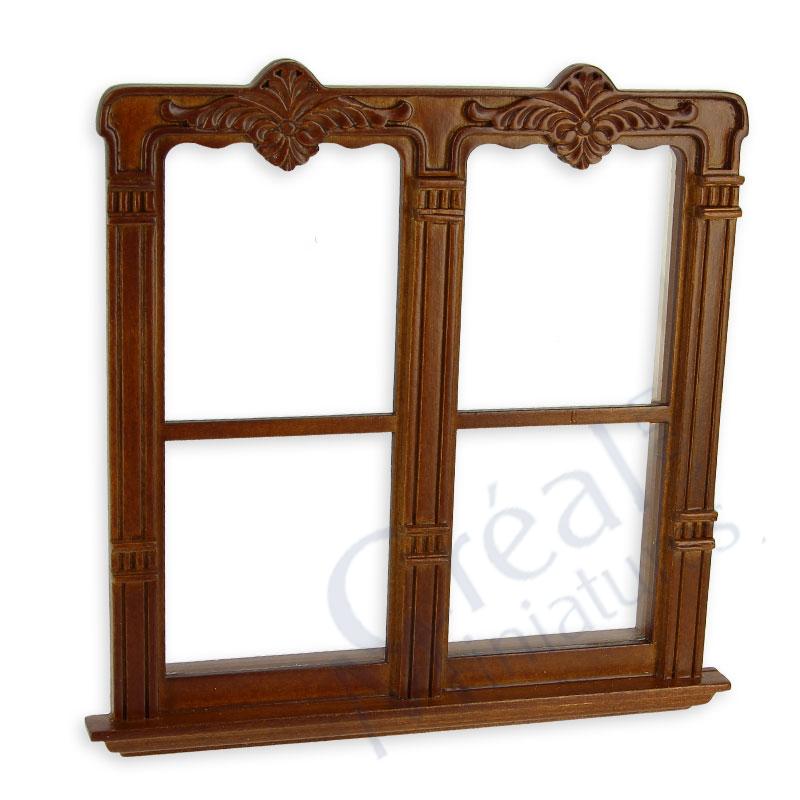 Double fenêtre décorée noyer