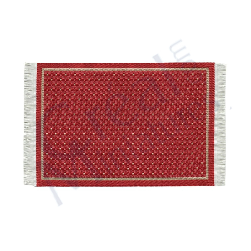 Tapis tissé Rouge pois or réversible