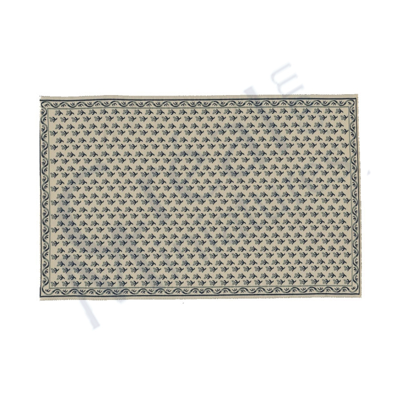 Carpet beige with blue pattern