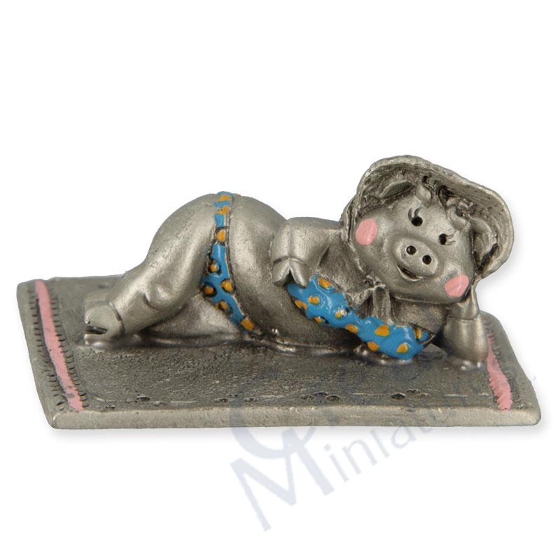 Miniature étain: cochon au soleil (1)