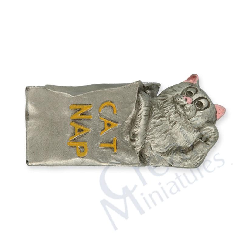 Cat/paper bag, pewter
