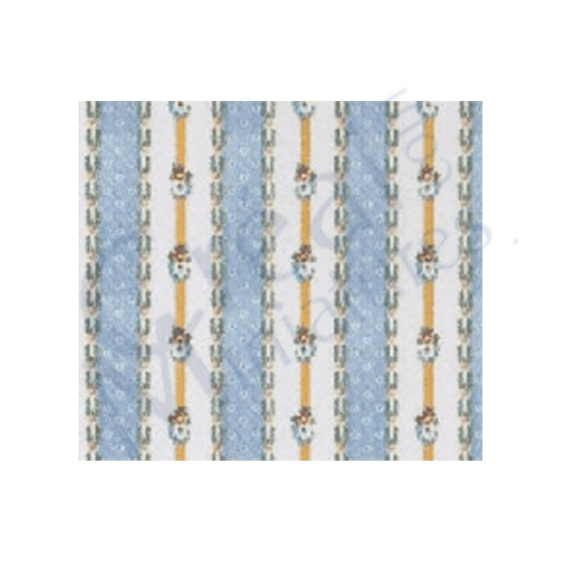 Papier peint rayé fleuri bleu