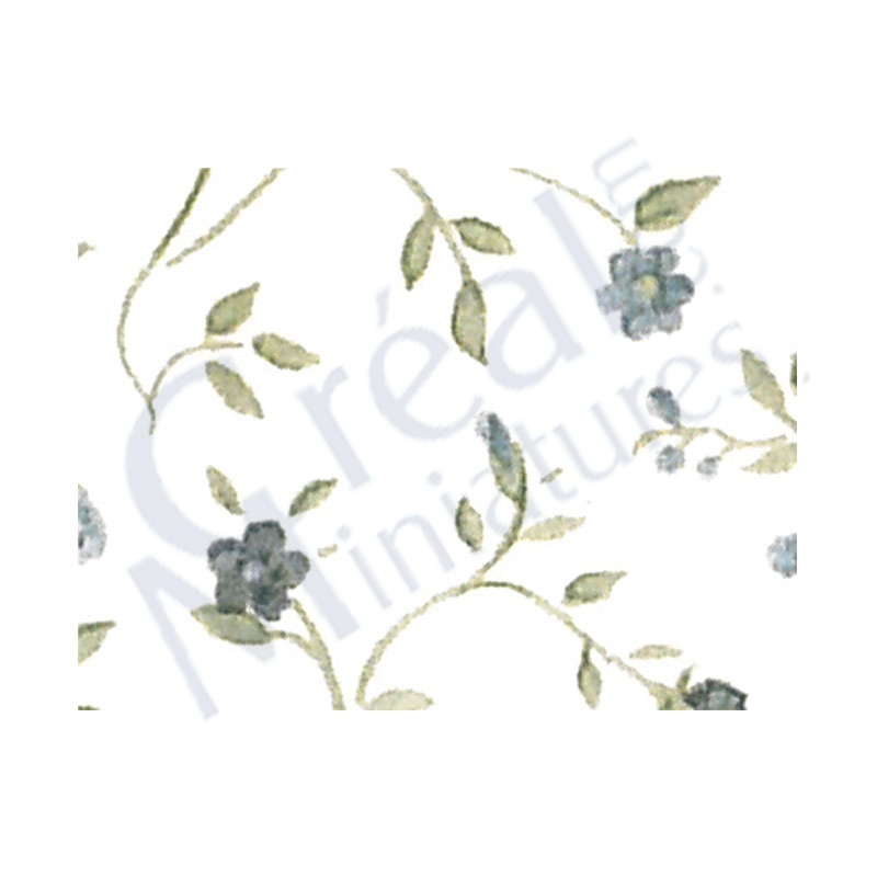 Blue flower foliage print wallpaper