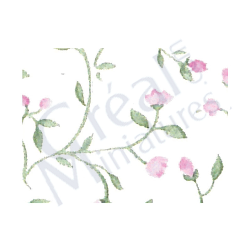 Pink flower foliage print wallpaper